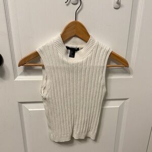 Forever 21 Ivory Ribbed Knit Top